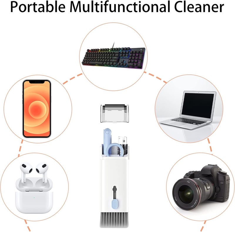CRYSFIY 7 in 1 Electronic Cleaner kit - Keyboard Cleaner, Keyboard Cleaning Kit, Laptop Cleaner with Brush, Electronic Cleaner for Laptop/Phone/Computer/Screen (Give Away a Flannel Cloth) Blue - Image 2